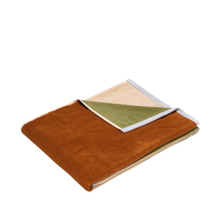 Hübsch - Block Håndklæde, stor, brun/flerfarvet