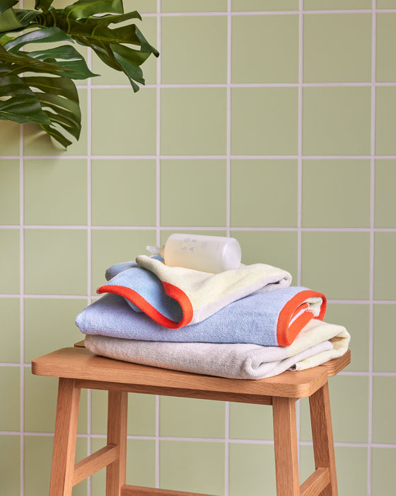 Hübsch - Block Håndklæde, lille, lyseblå/flerfarvet