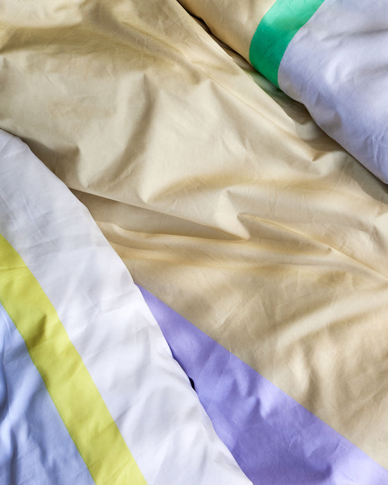 Hübsch - Block sengetøj, lyseblå/flerfarvet