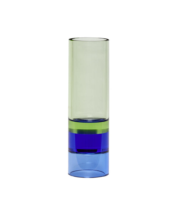 Hübsch - Astro fyrfadsstage/vase, krystal, grøn/blå