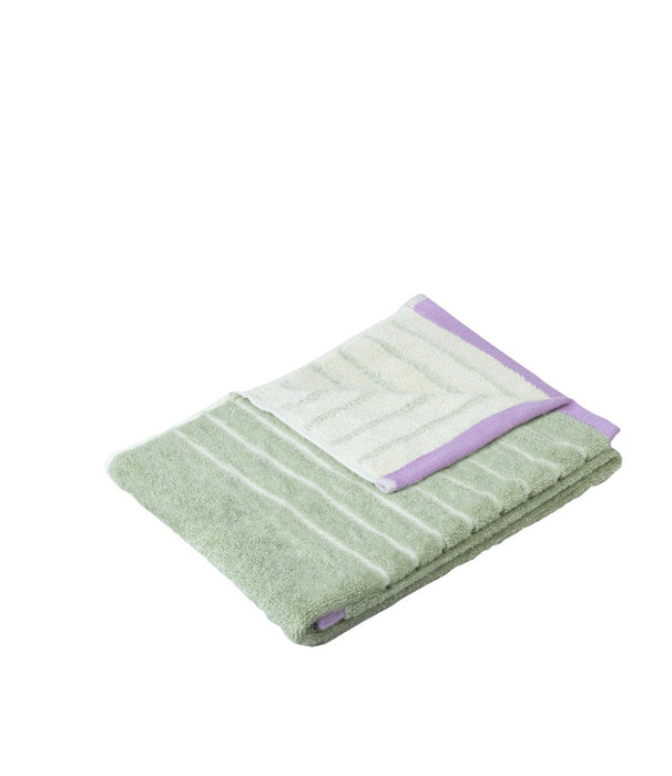 Hübsch - Promenade Håndklæde, stor, grøn/lyserød