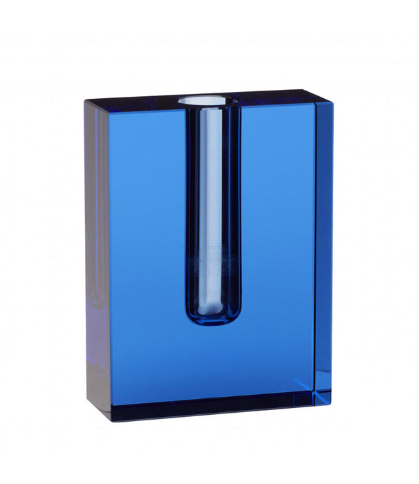 Hübsch - block vase, krystal, blå